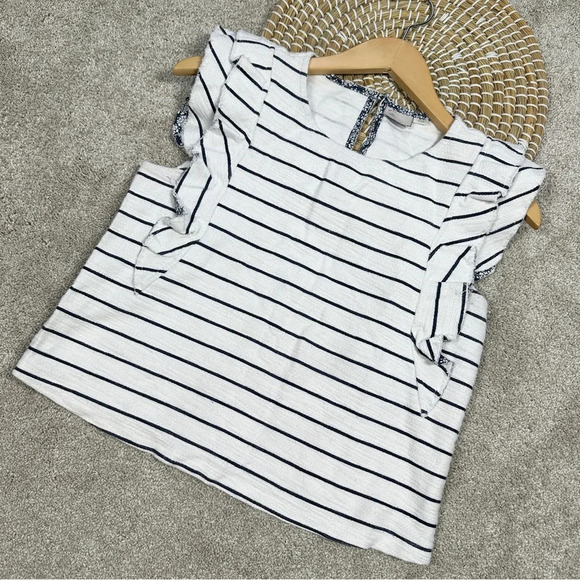 Anthropologie Postmark Flutterwork Top Sleeveless Navy White Striped Size XS - Picture 2 of 11